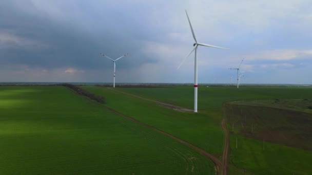 Windparks Die Saubere Erneuerbare Energien Für Eine Nachhaltige Entwicklung Erzeugen — Stockvideo