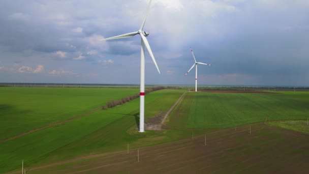 Windparken Die Schone Hernieuwbare Energie Opwekken Voor Duurzame Ontwikkeling Alternatieve — Stockvideo