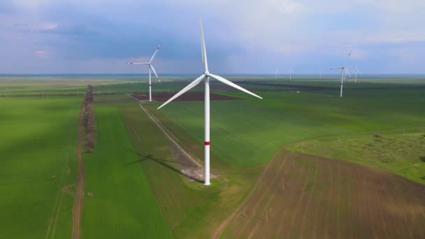 Windparks Die Saubere Erneuerbare Energien Für Eine Nachhaltige Entwicklung Erzeugen — Stockvideo