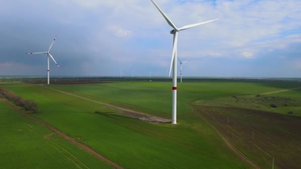 Windparken Die Schone Hernieuwbare Energie Opwekken Voor Duurzame Ontwikkeling Alternatieve — Stockvideo