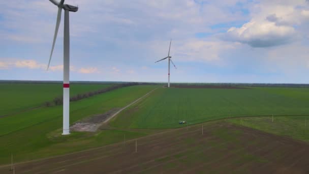 Windparken Die Schone Hernieuwbare Energie Opwekken Voor Duurzame Ontwikkeling Alternatieve — Stockvideo