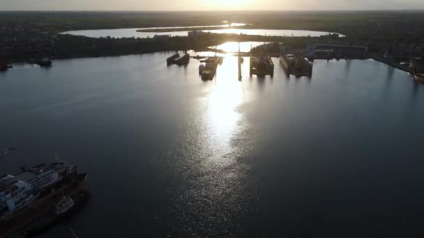 Moderní Průmyslový Port Kontejnery Pohledu Shora Nebo Ptačí Perspektivy Přístav — Stock video