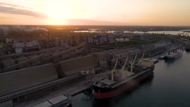 上部または鳥の目のビューからコンテナと4K近代的な工業港 それは輸入と輸出貨物のためのポートであり 出荷ドックの一部です ヨーロッパ — ストック動画