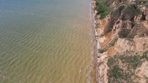 Vista Aérea Bela Costa Rochosa Mar Com Rochas Mar Bela — Vídeo de Stock