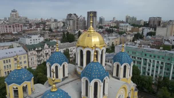 Vladimirsky Kathedrale Kiew Ukraine Christentum Aus Der Höhe Architektur — Stockvideo