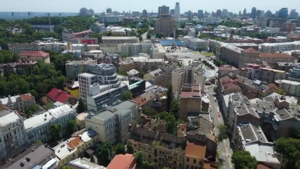 Kiev Ucraina Città Volo Altezza Panorama Edifici Più Piani Vista — Video Stock