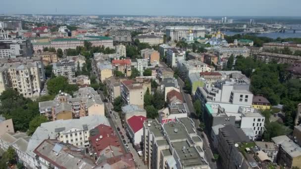 Kiev Ukraine City Flight Height Panorama Multistory Buildings Top View — Stock Video