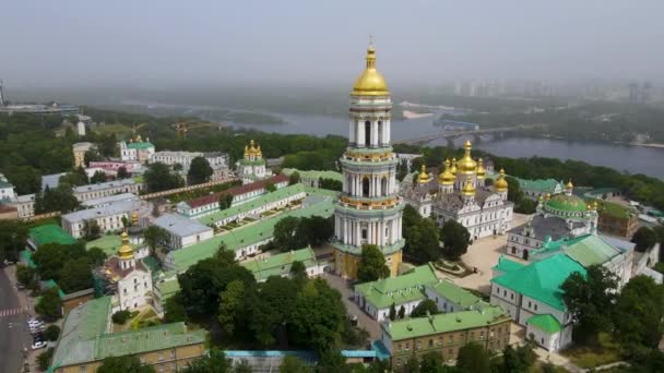 Big Lavra Kyjeva Pechersk Lavra Pohled Vrcholu Letu Panorama Města — Stock video