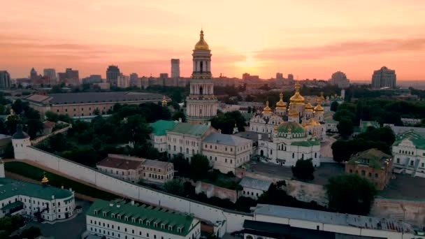 Gran Lavra Kiev Pechersk Lavra Vista Desde Capital Ciudad Panorámica — Vídeos de Stock