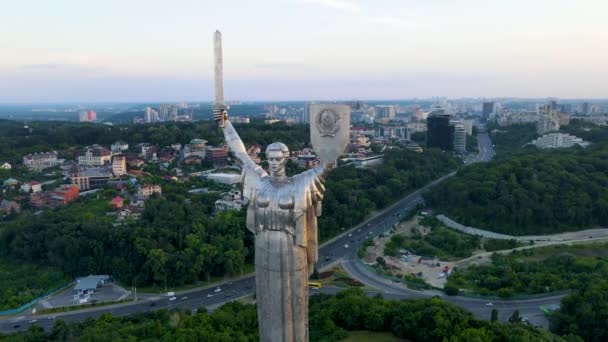 Kyjev Ukrajina Kolem Roku 2021 Letecký Pohled Kyjev Slavný Památník — Stock video