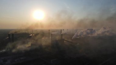 Steel Plant Industry Demis Pipe Pollution Emissions Flyover Drone 4K Video