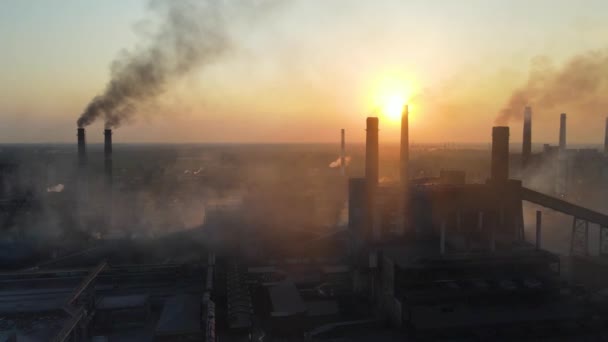 Промисловість Сталевих Заводів Деміс Забруднення Труб Викиди Flyover Drone Відео — стокове відео