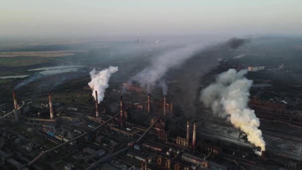 Steel Plant Industry Demis Pipe Pollution Emissions Flyover Drone Video — Video