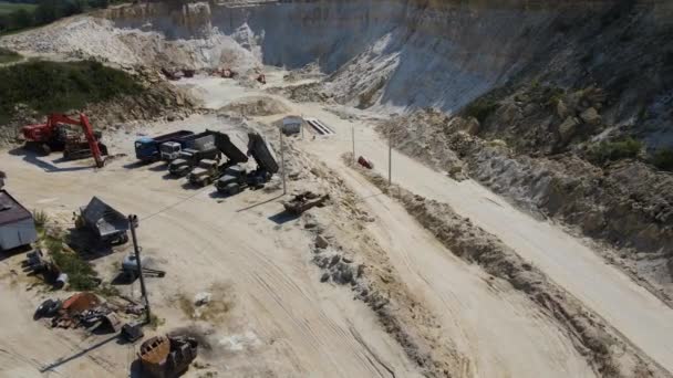 Quarry Sand Quarry Excavator Truck Huge Span Drone — Stock Video