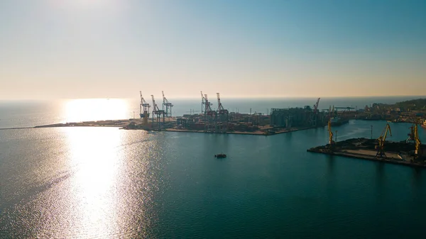 Port Przemysłowy Dziedzinie Importu Eksportu Globalnego Biznesu Logistyki Transportu Załadunek — Zdjęcie stockowe