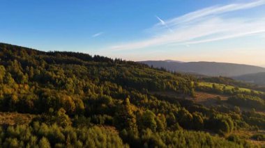 Kuzey Carolina 'daki Appalachian Dağları' nda güzel bir sabah manzarası. Sonbaharda Büyük Dumanlı Dağlar. Drone görünümü.