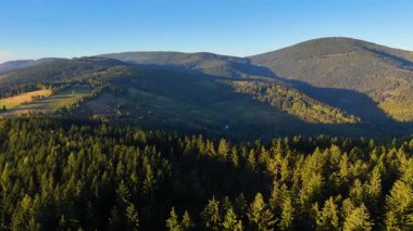 Kuzey Carolina 'daki Appalachian Dağları' nda güzel bir sabah manzarası. Sonbaharda Büyük Dumanlı Dağlar. Drone görünümü.