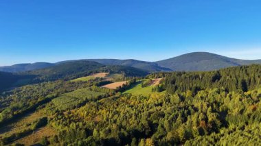 Kuzey Carolina 'daki Appalachian Dağları' nda güzel bir sabah manzarası. Sonbaharda Büyük Dumanlı Dağlar. Drone görünümü.
