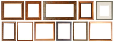 Beyaz arkaplanda izole edilmiş resim çerçeveleri