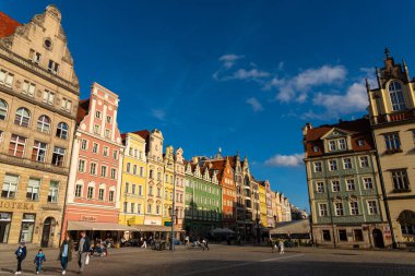 15 Ekim 2023 'te Eski Kasaba' nın manzarası. Wroclaw Polonya