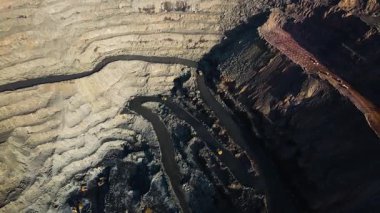 Demir cevheri madenciliği ocağı devasa demir cevheri madencilik hava fotoğrafçılığı 4K