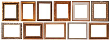 Çerçeve resmi beyaz arka planda izole altın antika set