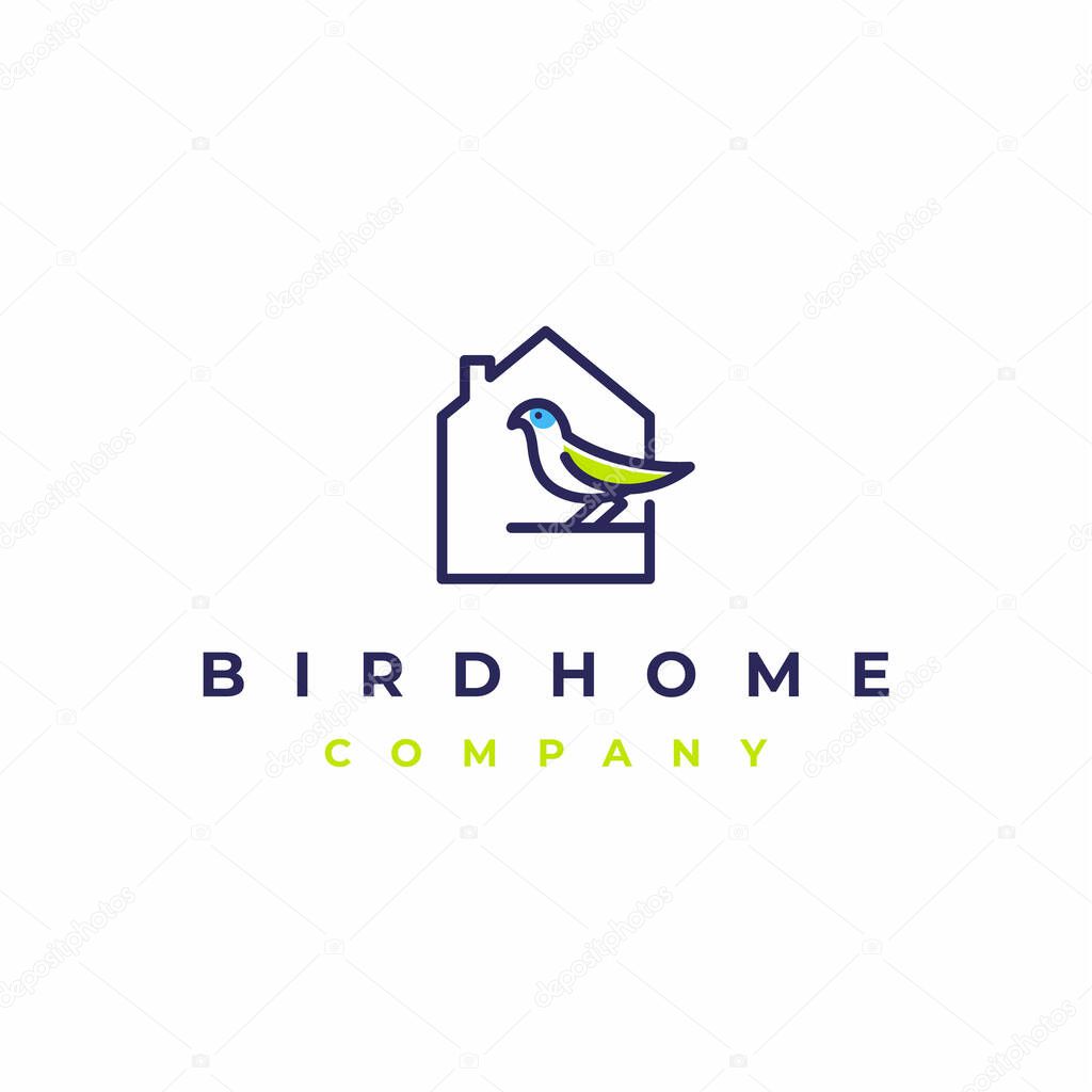 Bird house Minimalist Line art logo design