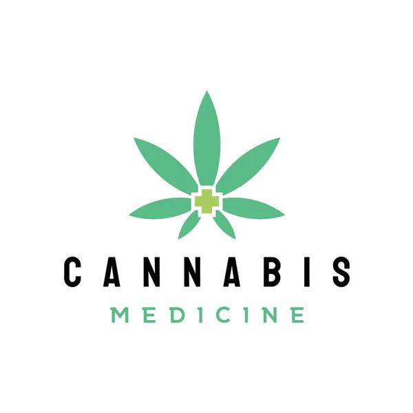 Sağlık logolu kenevir yaprağı tasarım vektörü