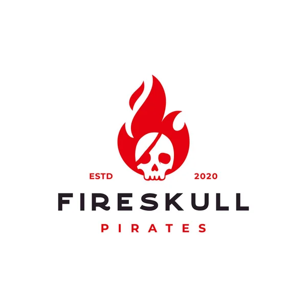 Llama Fuego Con Diseño Logotipo Cráneo Piratas — Archivo Imágenes Vectoriales