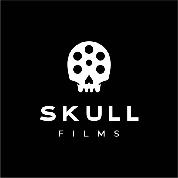 Movie Slide Reel Skull Skeleton Showing Horror Movie Logo Design — Stock Vector