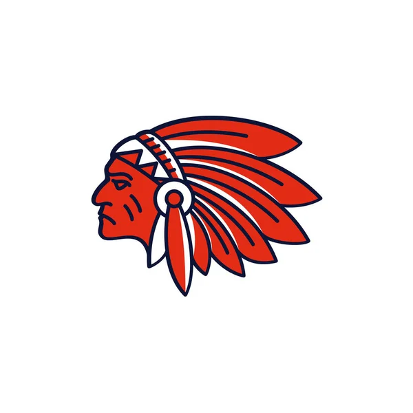Amerikan Yerlisi Kızılderili Şefi Headdress Logo Tasarımı Lham Kaynağı — Stok Vektör