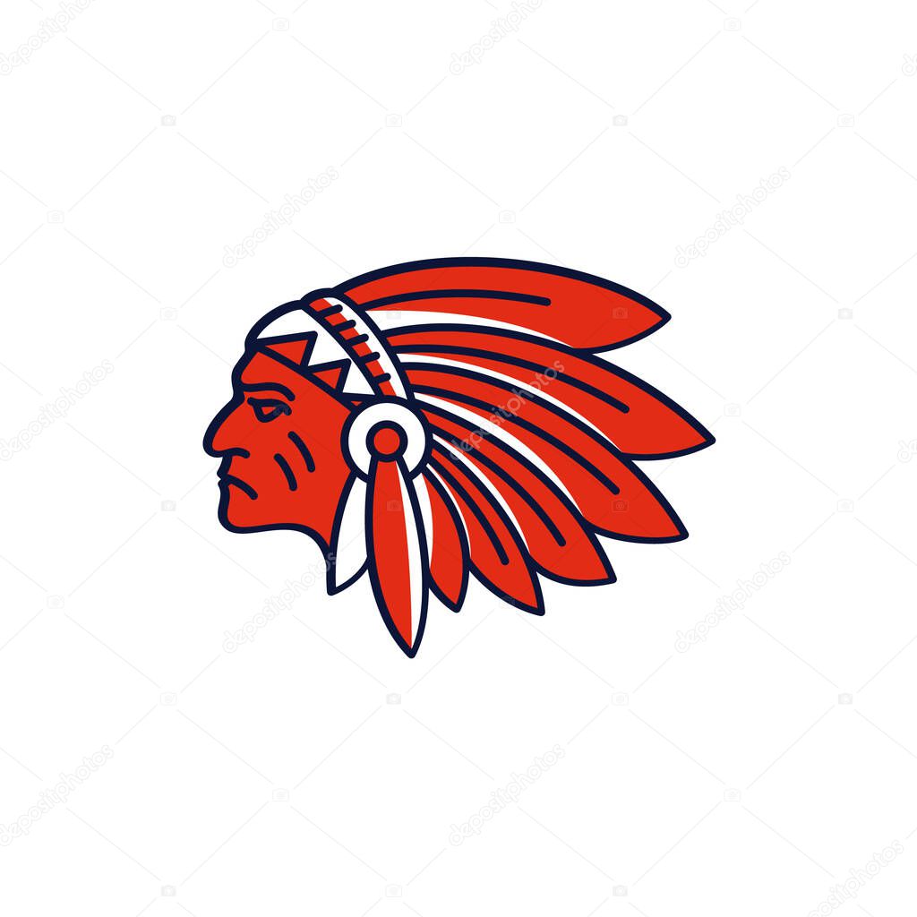 American Native Indian Chief Headdress Logo Design inspiration