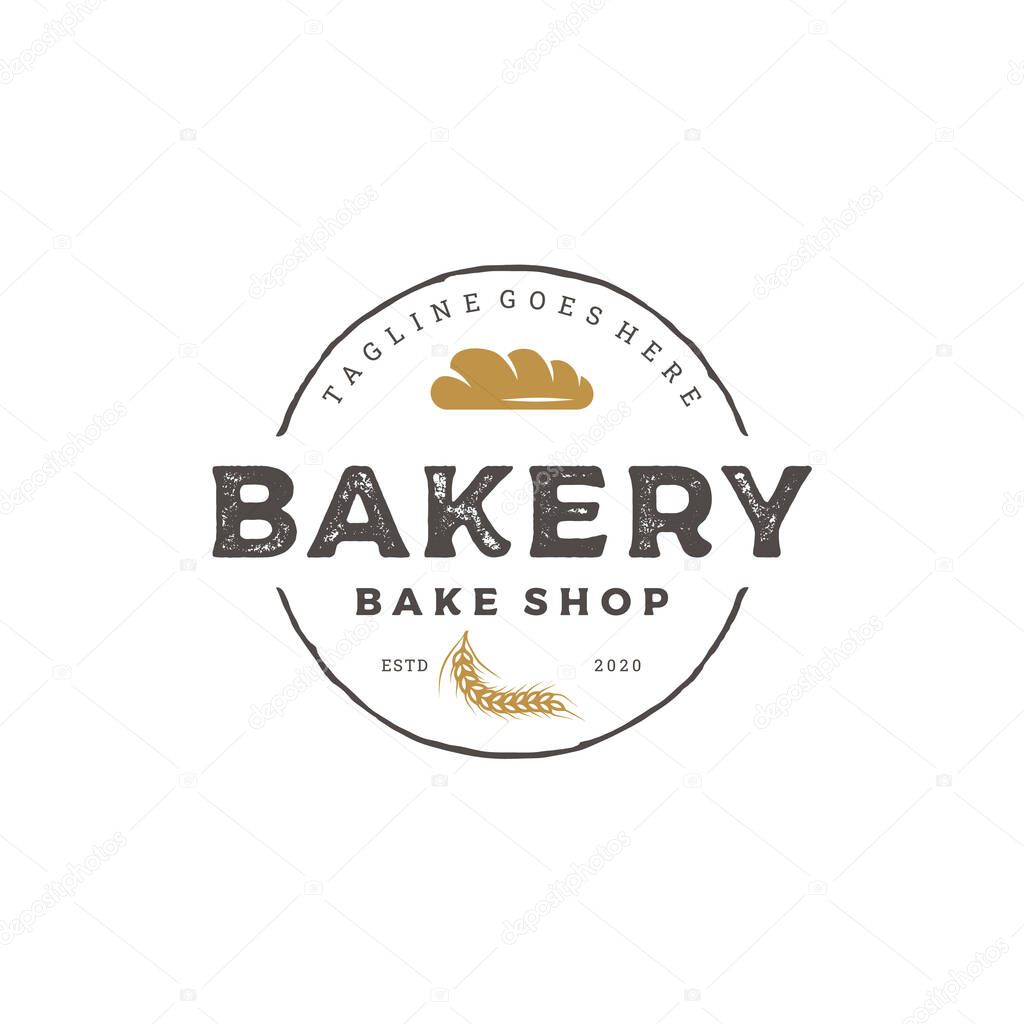 Vintage Retro Bakery, Bake Shop Logo Design Vector