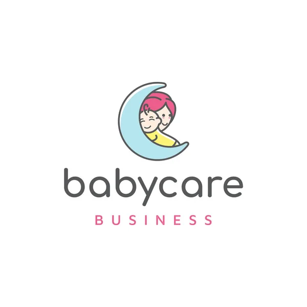 Anne Bebek Annelik Çocuk Doğuran Logo Tasarımı — Stok Vektör