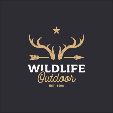 Klasik Geyik boynuzu ve ok logosu tasarımı
