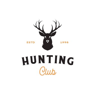 Geyik avcısı logosu, geyik kafası logosu tasarımı çizimi