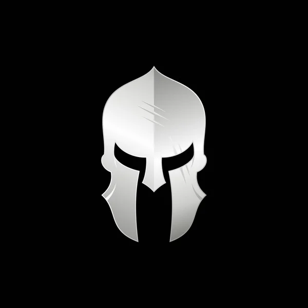 Sparta Spartaanse Krijger Helm Logo Metallic Zilveren Warrior Helm Logo — Stockvector