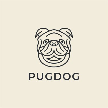 Çizgi Sanatı Pug Köpek Logosu Tasarımı