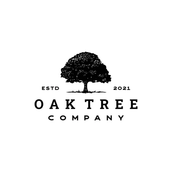 Vintage Retro Oak Banyan Σχεδιασμός Λογότυπων Υπηρεσιών Δένδρων Σφενδάμνου — Διανυσματικό Αρχείο