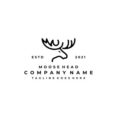 Geyik çizgisi sanat logo vektör simgesi çizimi tasarımı