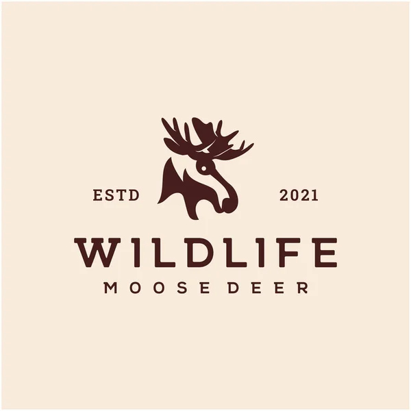 Moose Deer Head Silhouette Vector Logo Illustration Design — 스톡 벡터