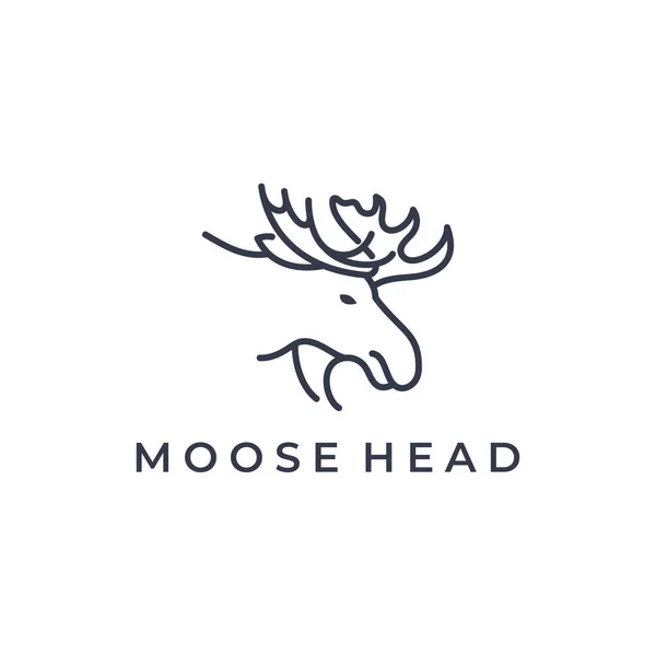 Moose Deer Linha Arte Logotipo Vetor Ícone Ilustração Design —  Vetores de Stock