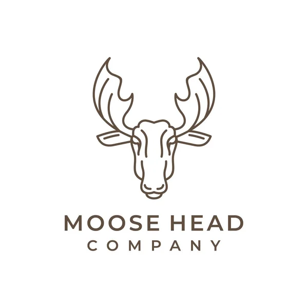 Moose Deer Line Art Logo Vector Icon Illustration Design — 스톡 벡터