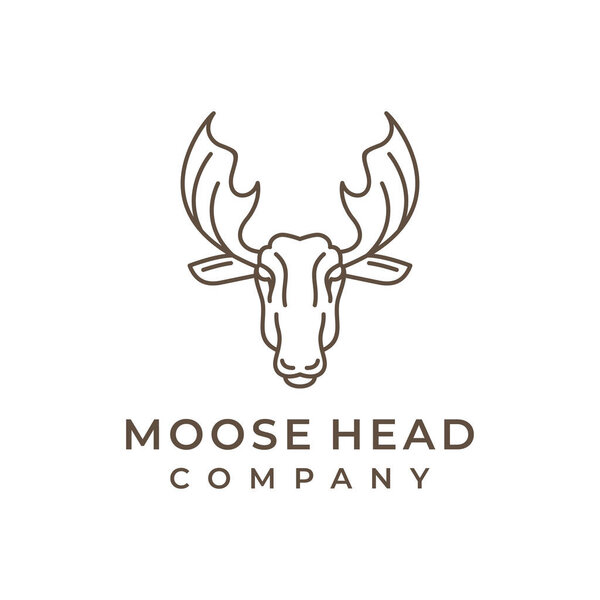 Moose Deer line art logo vector icon illustration design