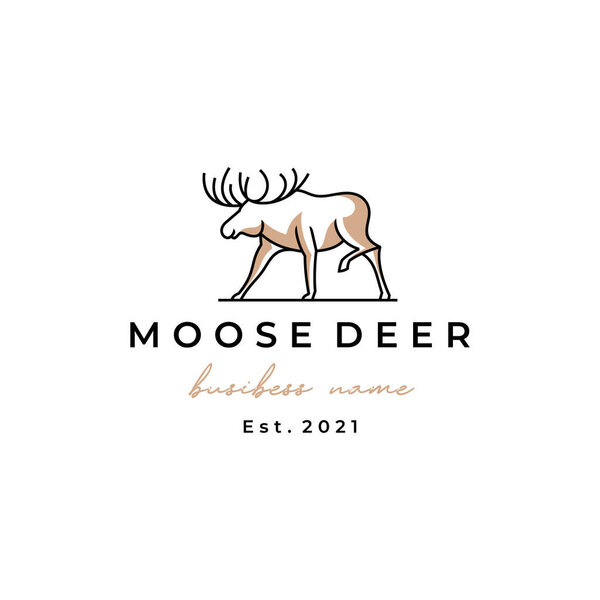 Moose Deer line art logo vector icon illustration design