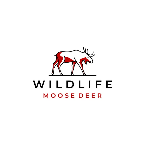 Moose Deer Line Art Logo Vector Icon Illustration Design — 스톡 벡터