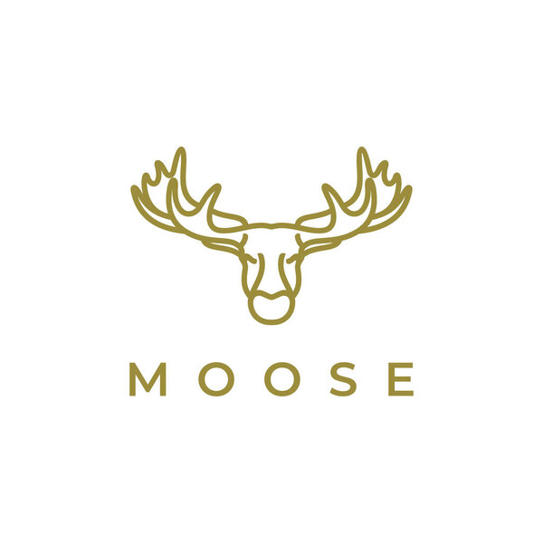 Moose Deer line art logo vector icon illustration design