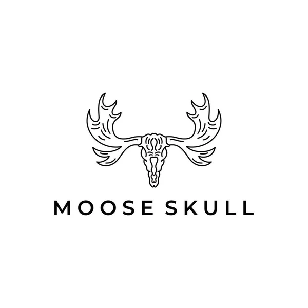 Moose Deer Alce Cráneo Logo Vector Icono Ilustración Diseño — Archivo Imágenes Vectoriales