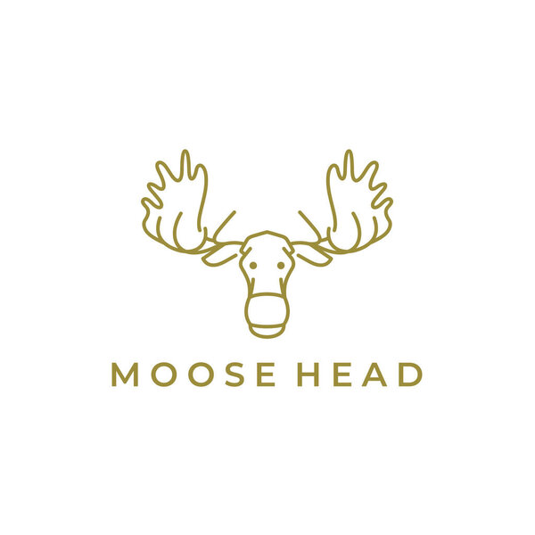 Moose Deer line art logo vector icon illustration design