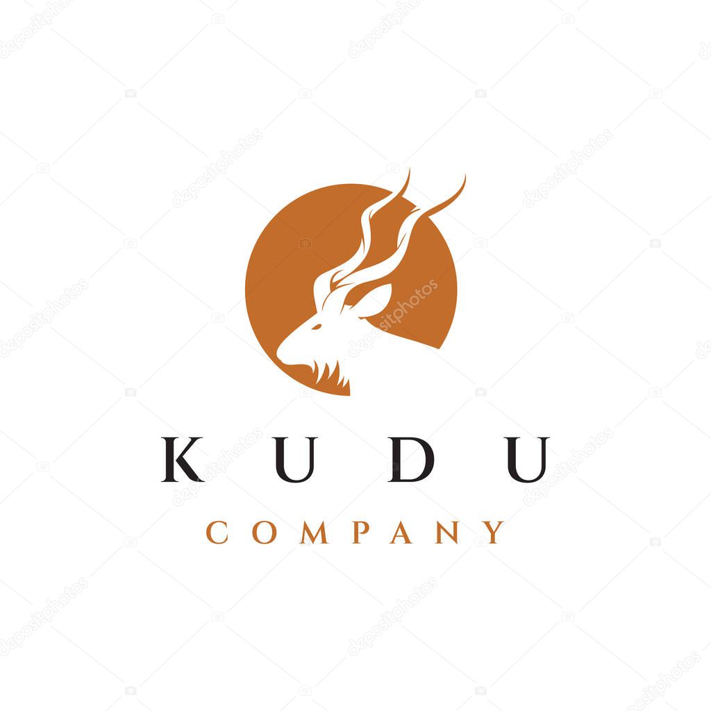 Kudu and sun logo design vector